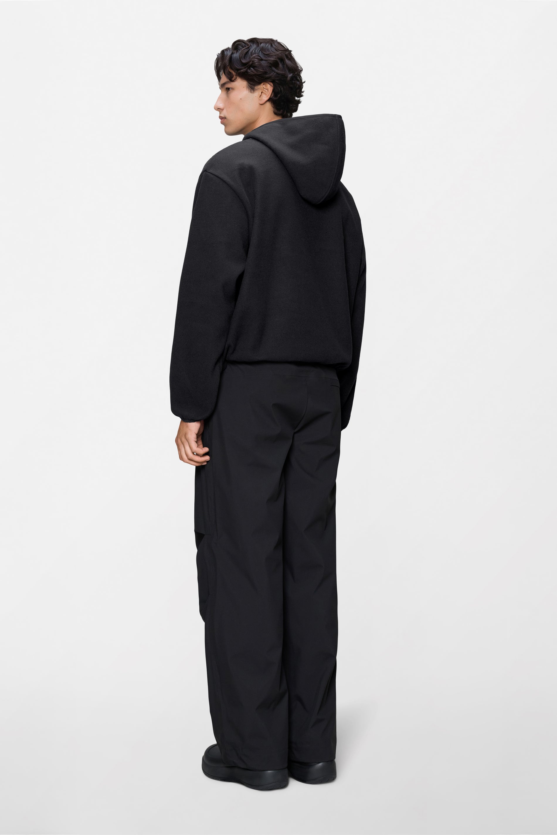 RAINS Fleece Hoodie Black Long Sleeve