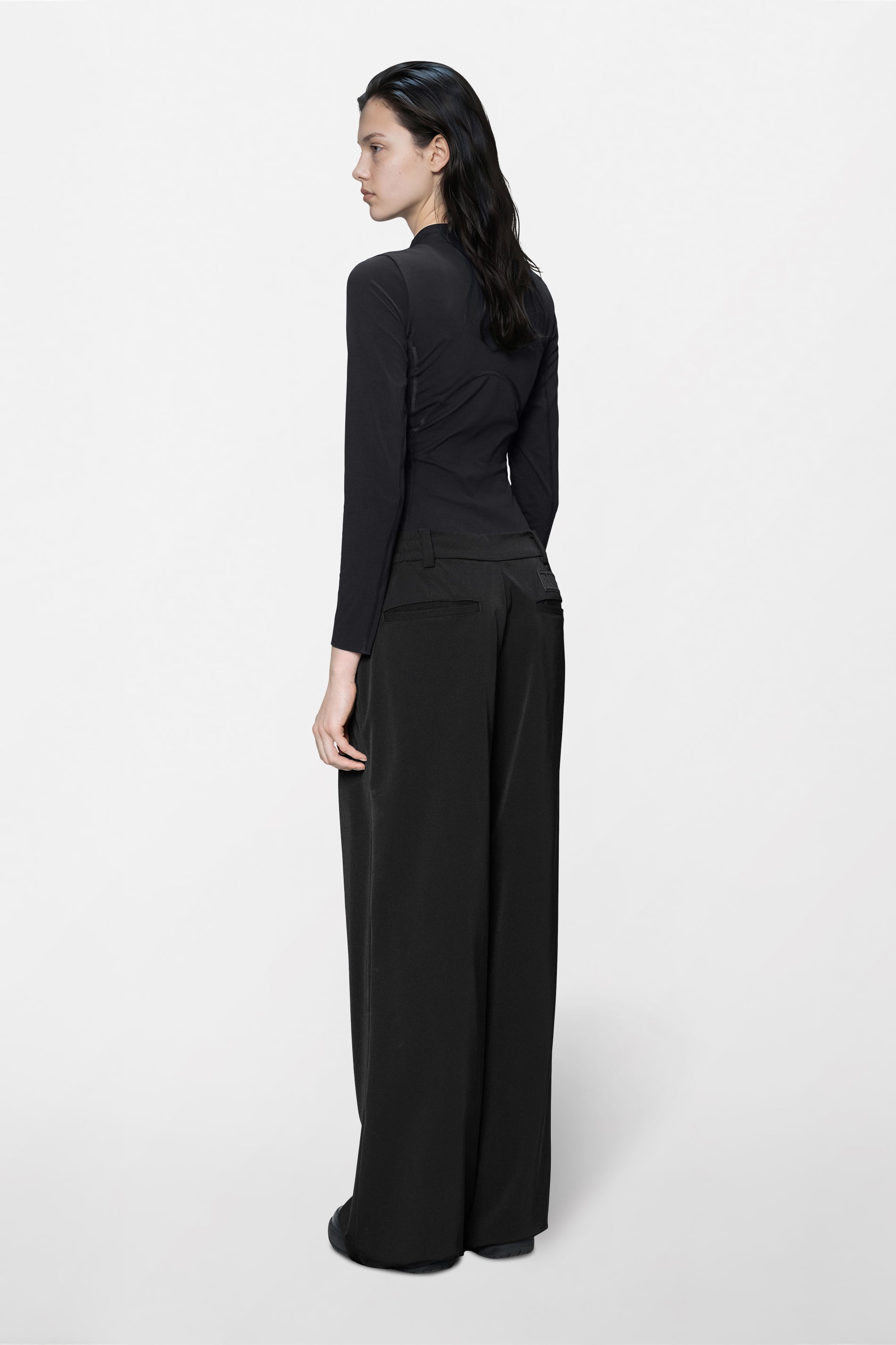 RAINS Tech Woven Pants Wide Black Pants